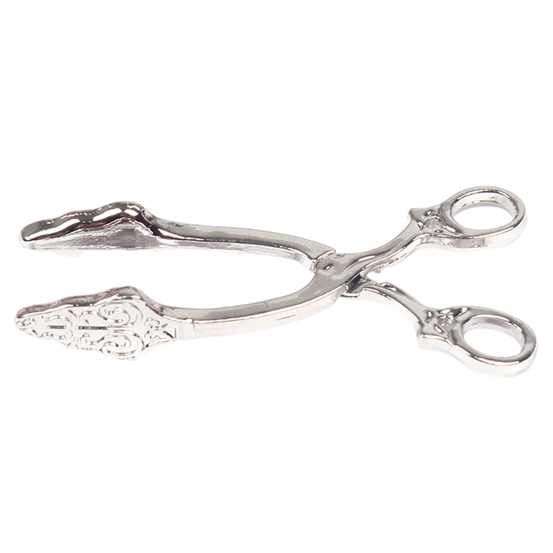 1pcs Dollhouse Miniature Metal Cakes Trays Bread Clip Desserts Plate Kitchen Model Decor Toy Doll House Accessories: Light Grey