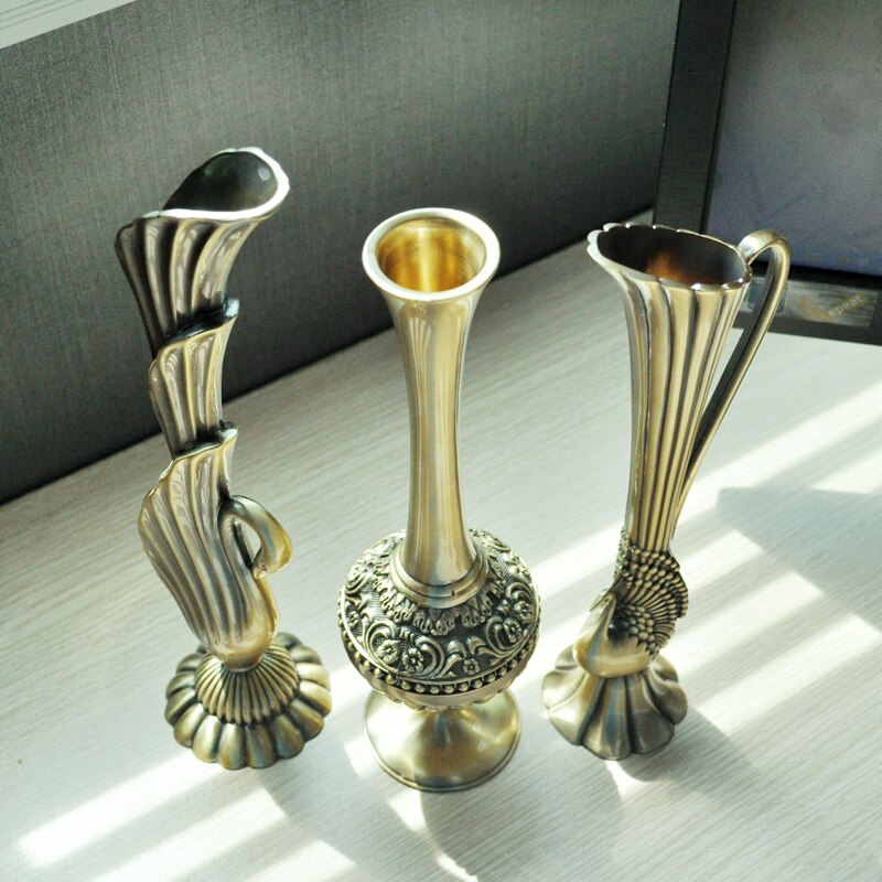 Europæisk retro påfugl vase metal kobber guld/bronze lille vase moderne bord jardinie hjemme dekorativ blomsterflaske/kande