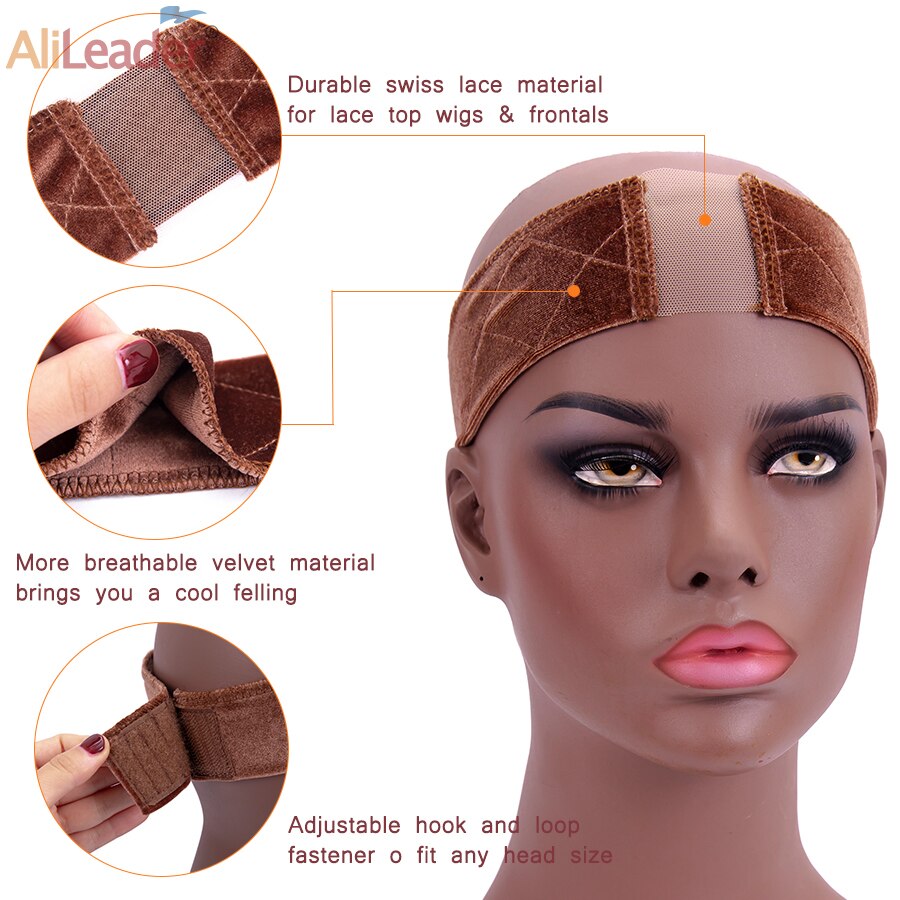Alileader doux Velcro perruque poignée bande forte Fix bandeau antidérapant perruque poignée pour perruques Profession perruque accessoires Beige Grip