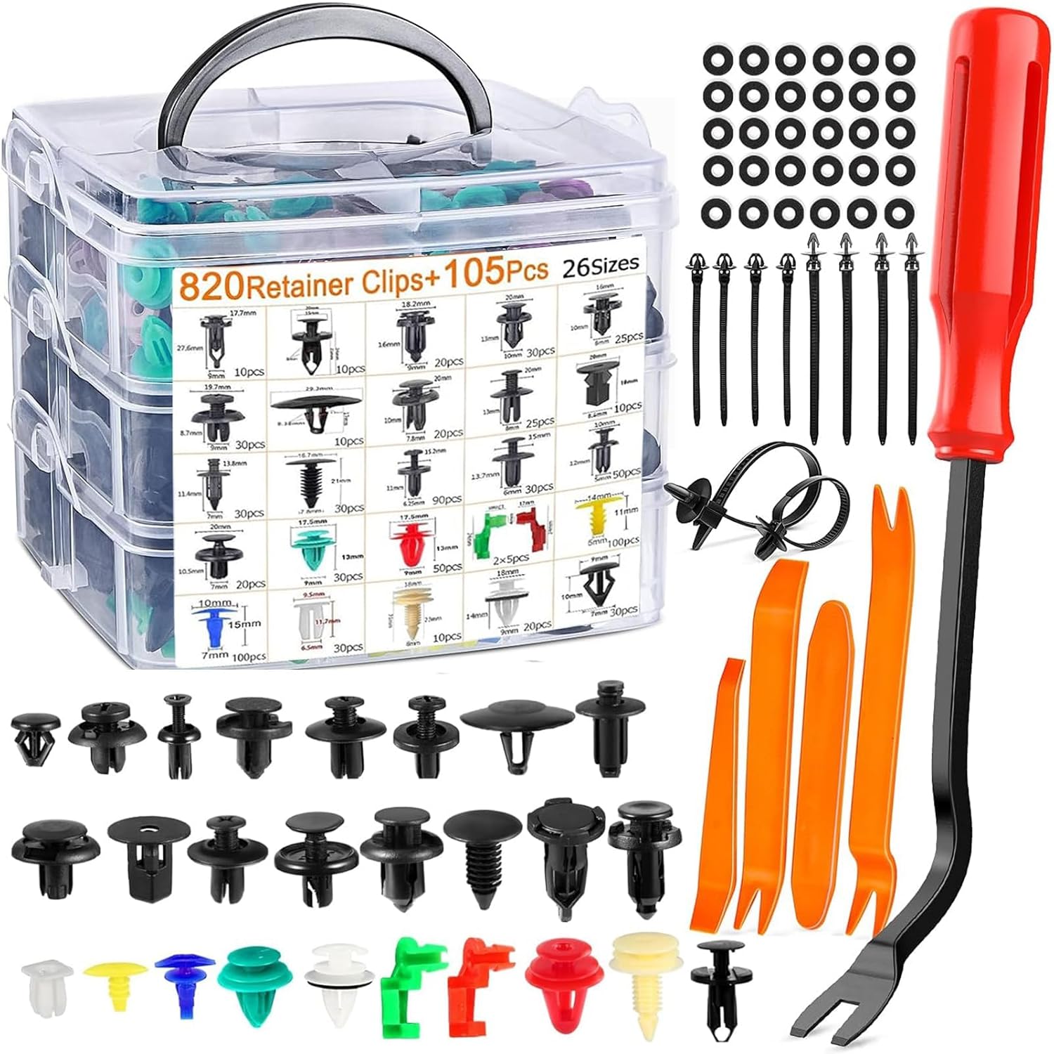 925Wagen trimmen Clips einstellen mit Entfernungswerkzeugen Karosserie Nieten Befestigungselemente Halfter Clips für Stoßstange Tür KotflüGel Auto Kunststoff Nieten Bausatz: Weiß