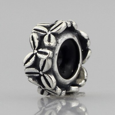 Authentic 925 Sterling Silver Spacer Stopper Mocha Bow Flower Footprint Bead Charm Fit Original Bracelet Jewelry: 12