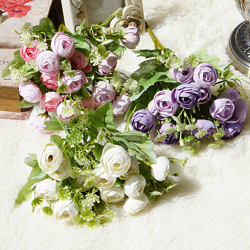 Koreansk snöflingate rosor bukett för scrapbooking heminredning tillbehör bröllop dekorativa blommor konstgjorda växter