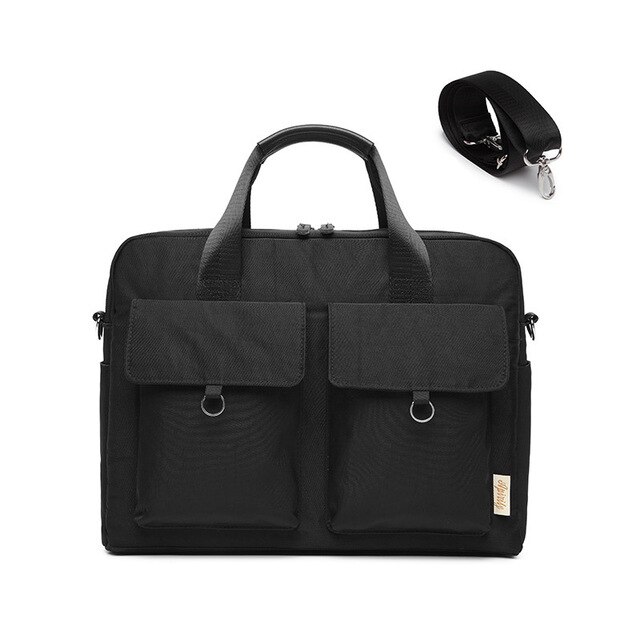 Brand Waterproof Men Women 14 15.6 inch Laptop Briefcase Business Handbag for Men Large Capacity Messenger Shoulder Bag: black 15