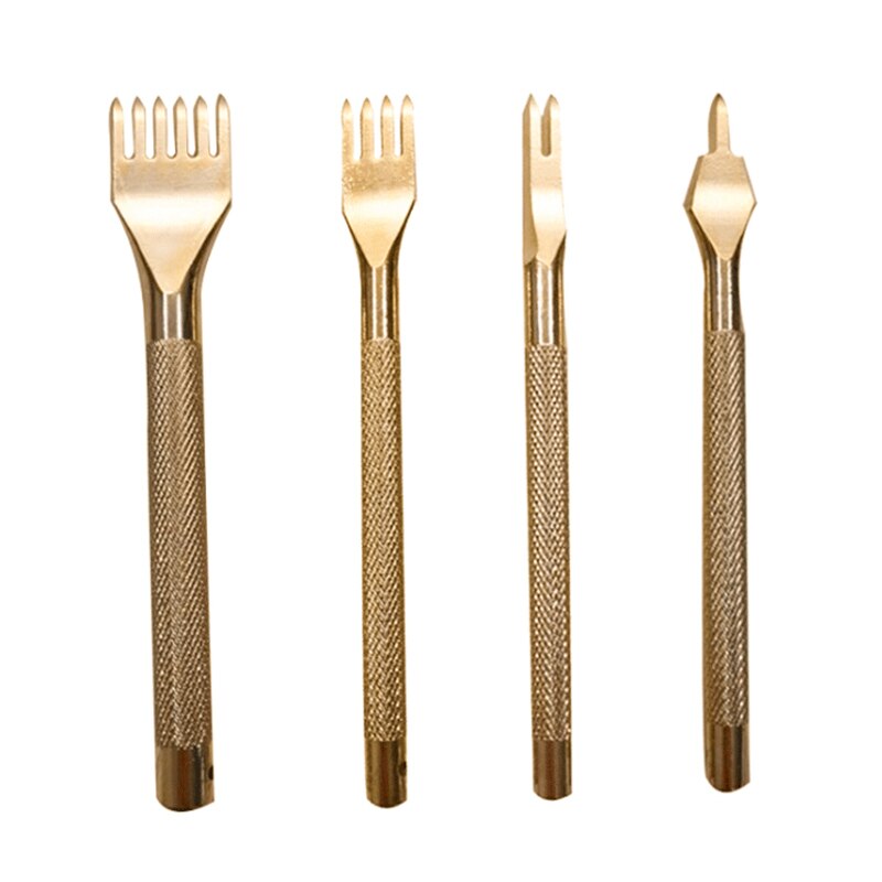 Metal Diamond Lacing Stitching Chisel DIY Leather Hole Punch Leather Craft Tool Kits Hand Working Tools Hole Punch 1/2/4/6 Prong