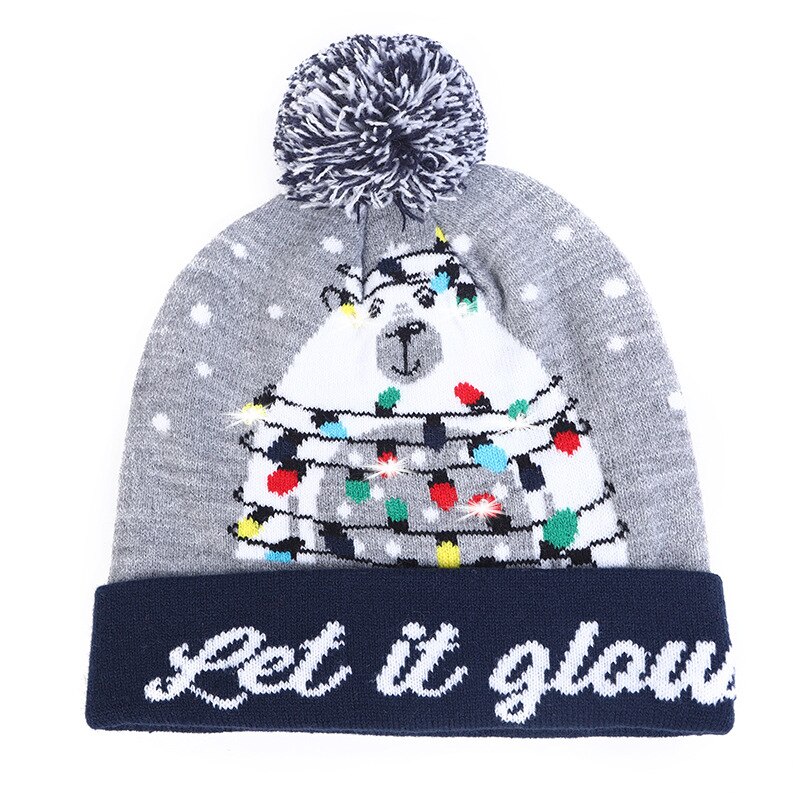 Kerstmutsen met led-licht, gebreide kerstmuts voor kinderen, kerstversiering voor volwassenen, kerstversiering, kerstversiering, gelukkig jaar: 8