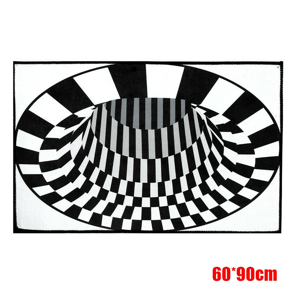 3D Vortex Illusion Tapijt Swirl Print Optische Illusie Gebieden Tapijt Tapijt Vloer Pad Antislip Deurmat Matten Voor Thuis: 60cmx90cm