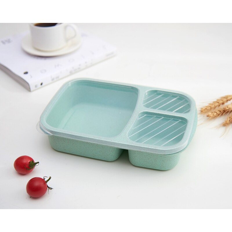 Voedsel Opslag Container Bento Microwavable Draagbare Picknick Camping Rechthoek Outdoor Box Silicone Inklapbare Lunchbox: Green