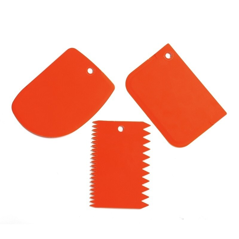 3 stuks/partij roomschraper onregelmatige tanden rand diy schraper taartdecoratie fondant gebak uitstekers bakspatels gereedschap: Oranje