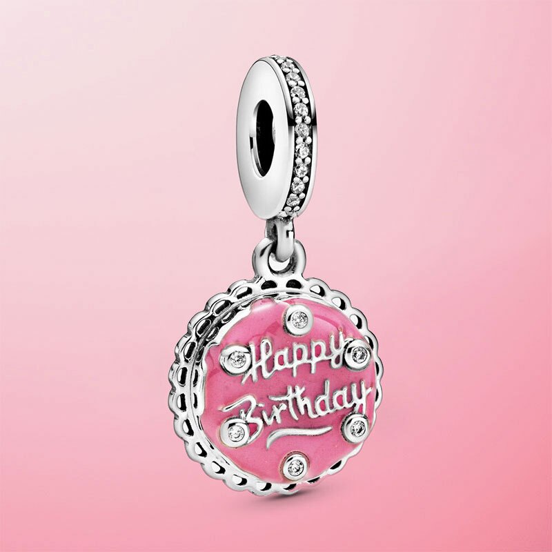 2020 NEW HOT 10 Stili 925 Sterling Silver Ciondola I Branelli di Fascino Fit Originale Pamura Del Braccialetto Del Pendente Della Collana del Regalo Dei Monili: Pink Birthday Cake