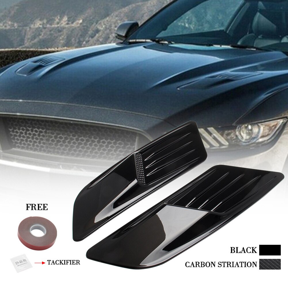 Con apariencia de fibra de carbono capó delantero de aire Trim de ventilación guardias para Ford Mustang accesorios decorativos