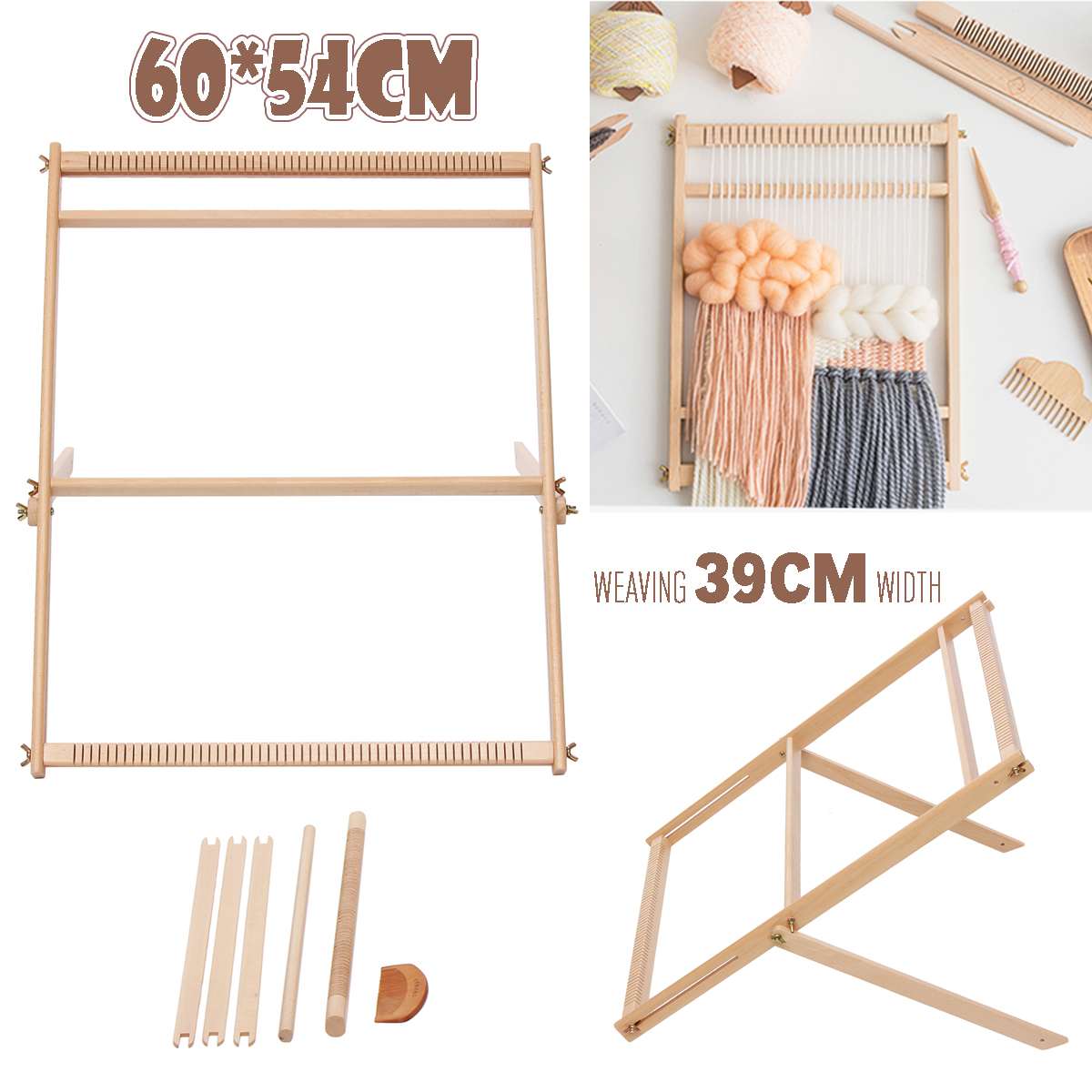 3Size Wooden Weaving Loom Kit Hand-Woven DIY Woven Set Household Tapestry Scarf Multifunctional Loom Sewing Machine