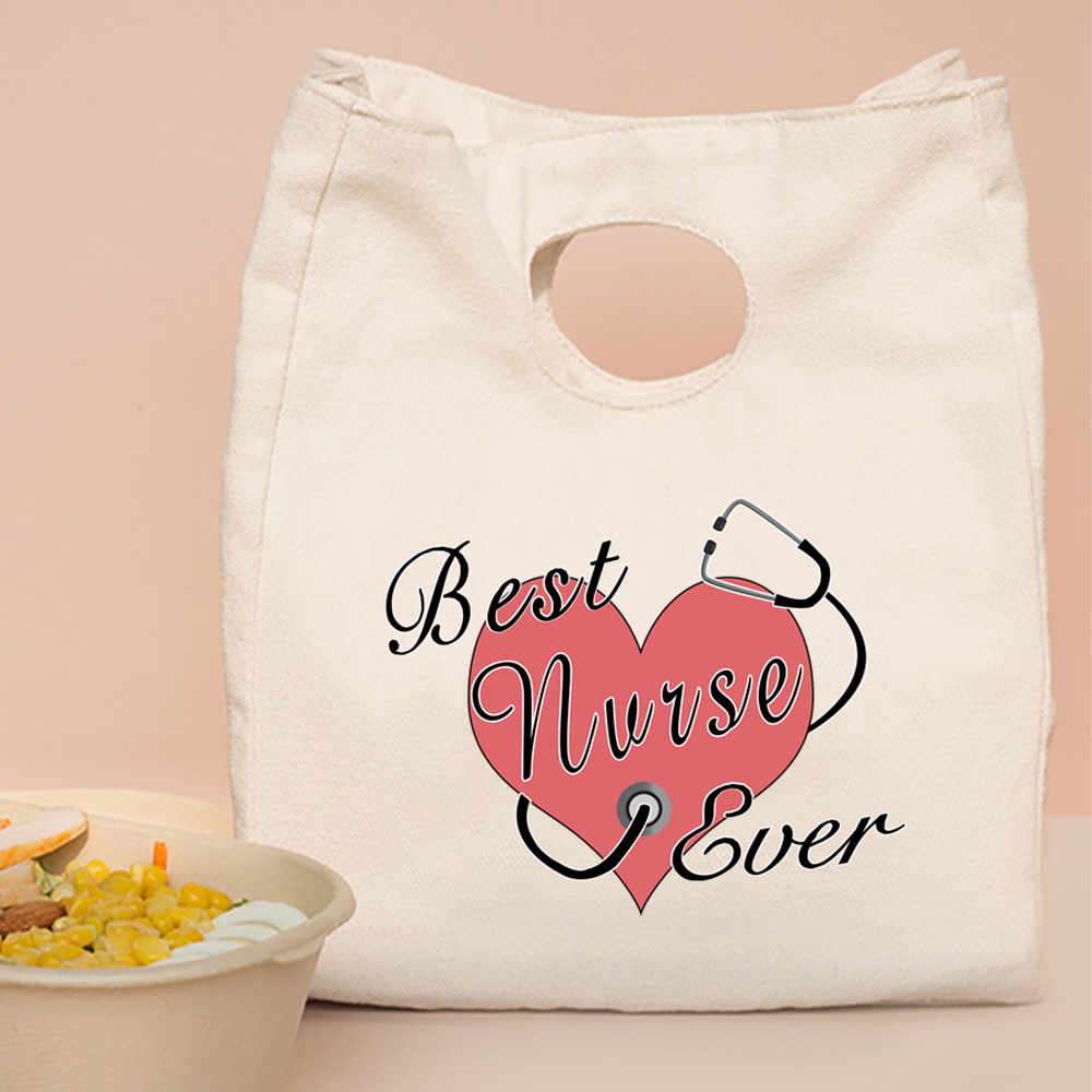 Płótno termiczna torba na lunch 2022 kobiet torba na pikniki biuro podróży dzieci nadruk z pielęgniarką organizator eco shopper torby do przechowywania torebki: Nurse009