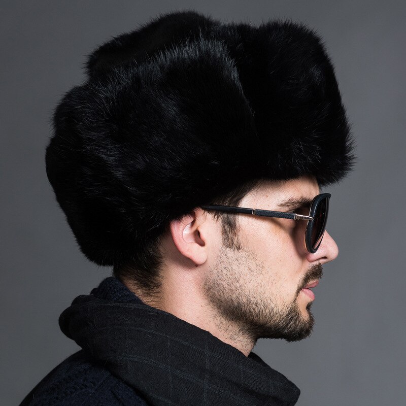 1PC Men Winter Faux Fur Warm Hat Russian Guard Hat with Earflap