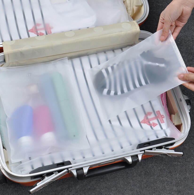 Semitransparent bærbar rejseopbevaring vandtæt sko tøj makeup taske arrangør plastemballage