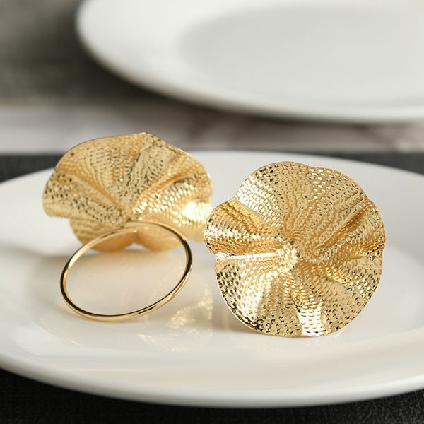 8 Stuks Metalen Lotusblad Servetring Restaurant Servetring Servet Gesp Sieraden Handdoek Ring Decoratie