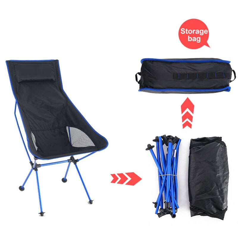 Bärbar hopfällbar stol utomhus camping resa fiskestol 150kg maxload bbq hemmakontor säte månstol стул для кемпинга 캠핑의자