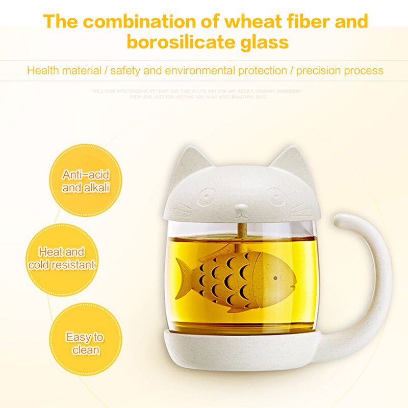 Baffect Kat Mok Glas Water Kopje Thee Met Filter Theezeefje Theepot Theezakjes Mokken Voor Thee & Koffie Bruiloft