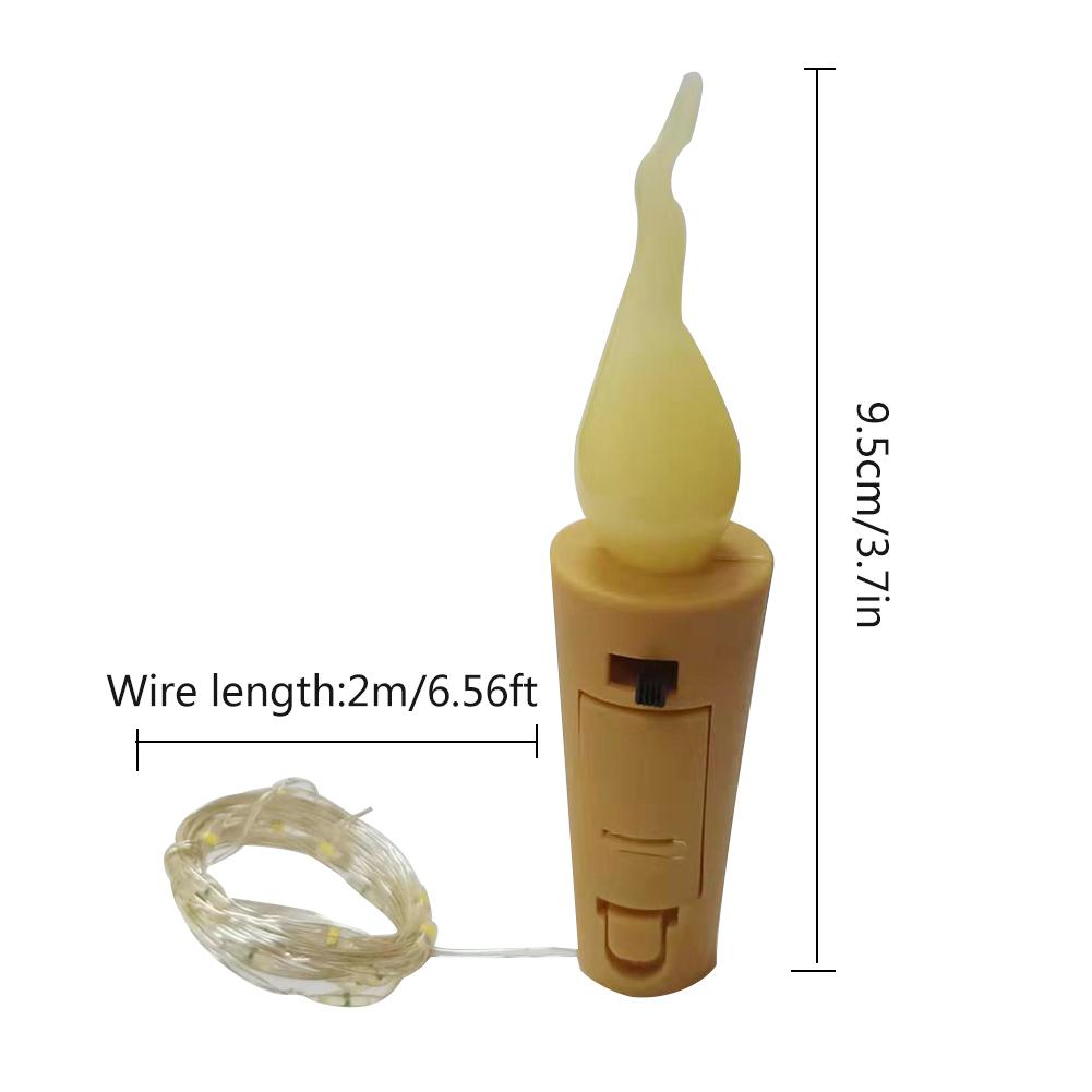 1pc 2m 20 led ljusslinga ljus flamlös vinflaska kork fairy string lampor diy mini låga kork ljus för heminredning