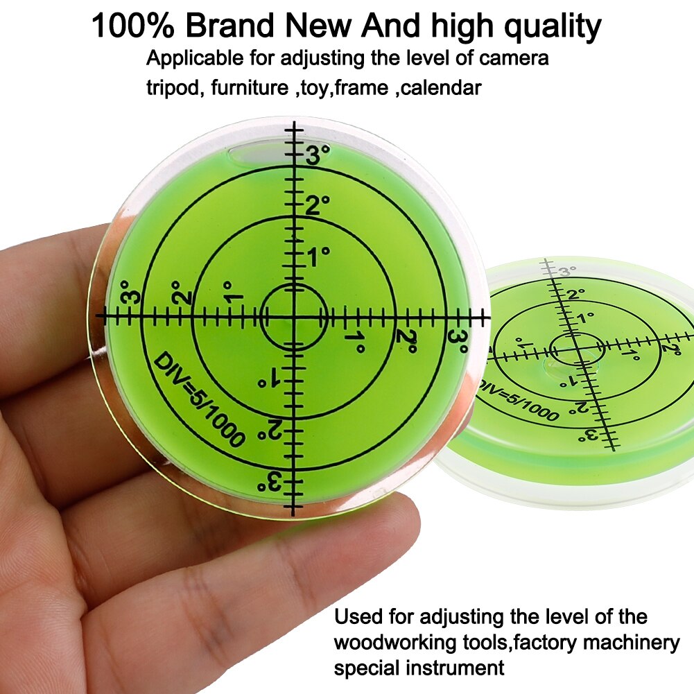 Universal Green Circular Bubble Level Bullseye Spirit Level Bubble Round Bubble Level Measuring Instruments Tool 60X12 mm