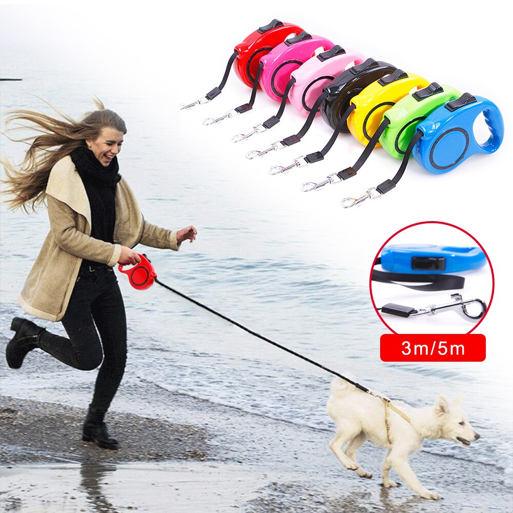 Dog Collars and Leashes Pet Dog Cat Puppy Automatic Retractable Traction Rope Walking Lead Leash