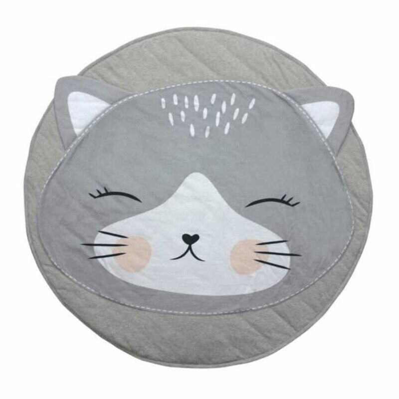 Play Mat Cartoon Animal Baby Mat Newborn Infant Crawling Blanket Cotton Round Floor Carpet Rugs Mat for Kids Room Nursery Decor: Cat