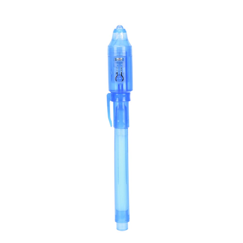 2 In 1 UV Black Light Combo Drawing Invisible Ink Pen Stationery School Office 13.3cm big head light pen: Blue