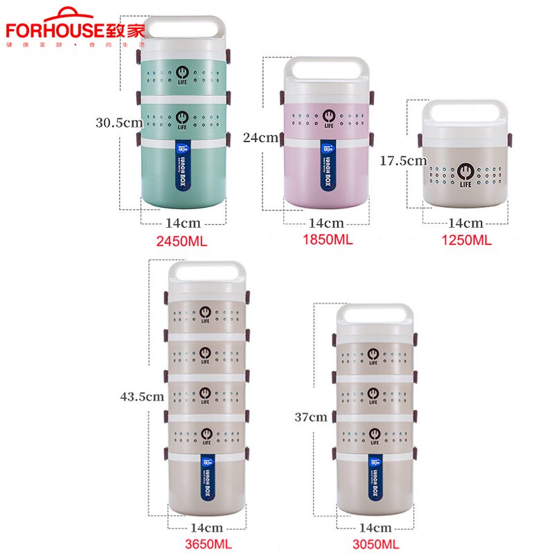 1-5 Layer Lunch Box Microwavable Bento Box Leak-Proof Portable Food Container Storage Box for Kids Large Size