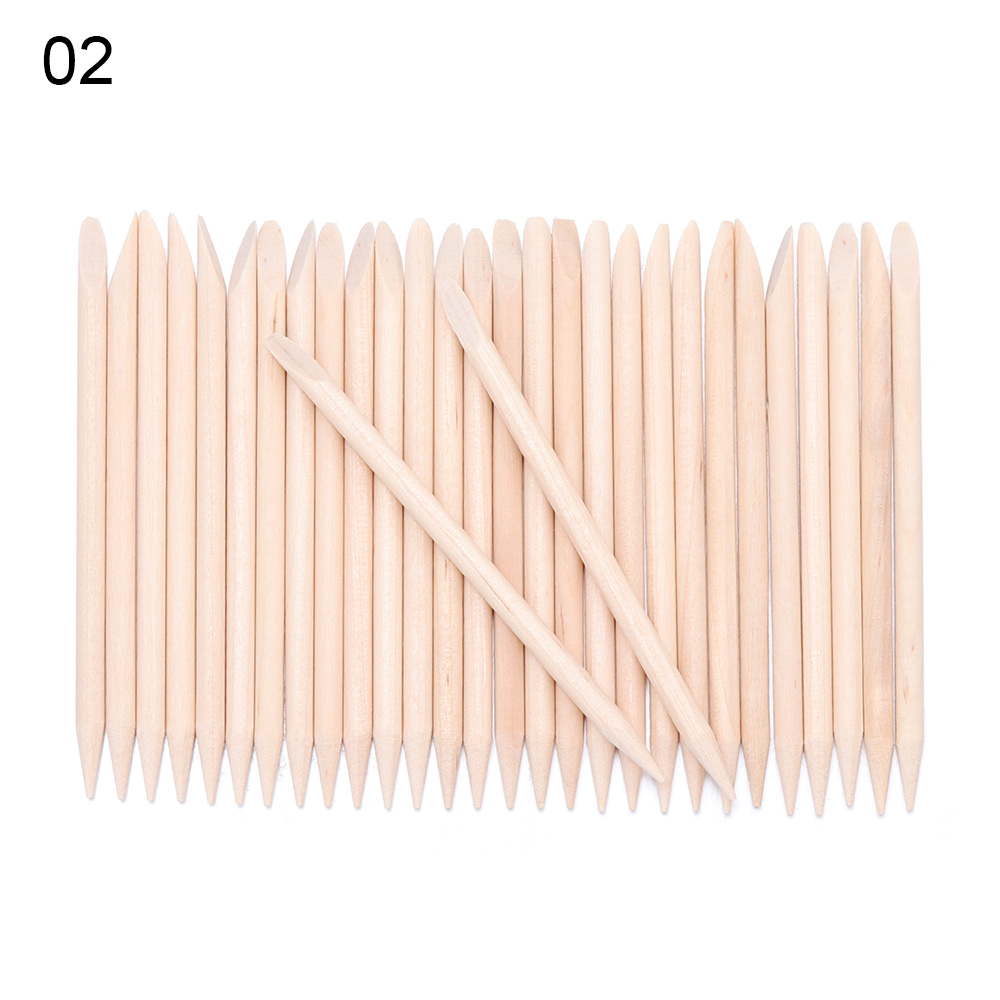 10/30/50/100Pcs Exfoliating Wood Stick Dual-ended Nail Cuticle Pusher Orange Nail Art Designs Manicure Pedicure Remover Tool: 2 30Pcs