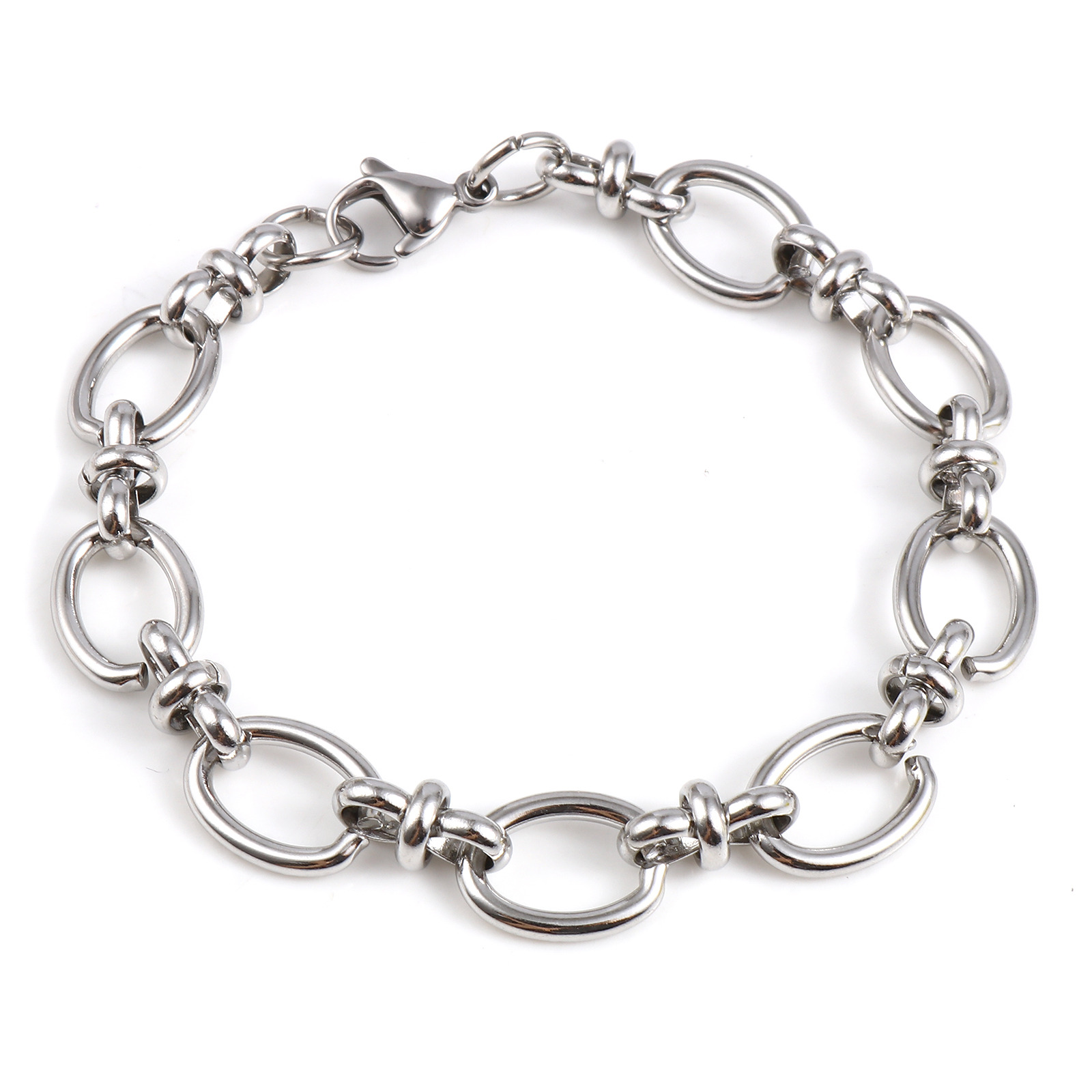 1Pc Rvs Armbanden Voor Mannen Vrouwen Zilveren Kleur Goud Kleur Oval Cross Gesp Connector Link Chain Sieraden trend: Heet stempelen