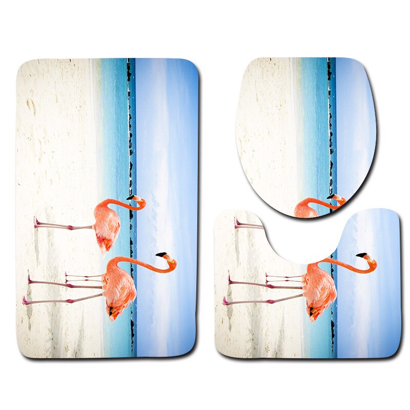 3D beach toilet cover anti slip mat bathroom carpet toilet seat bathroom carpet bathroom decoration accessories 3 pieces: 03 / 80x50cm