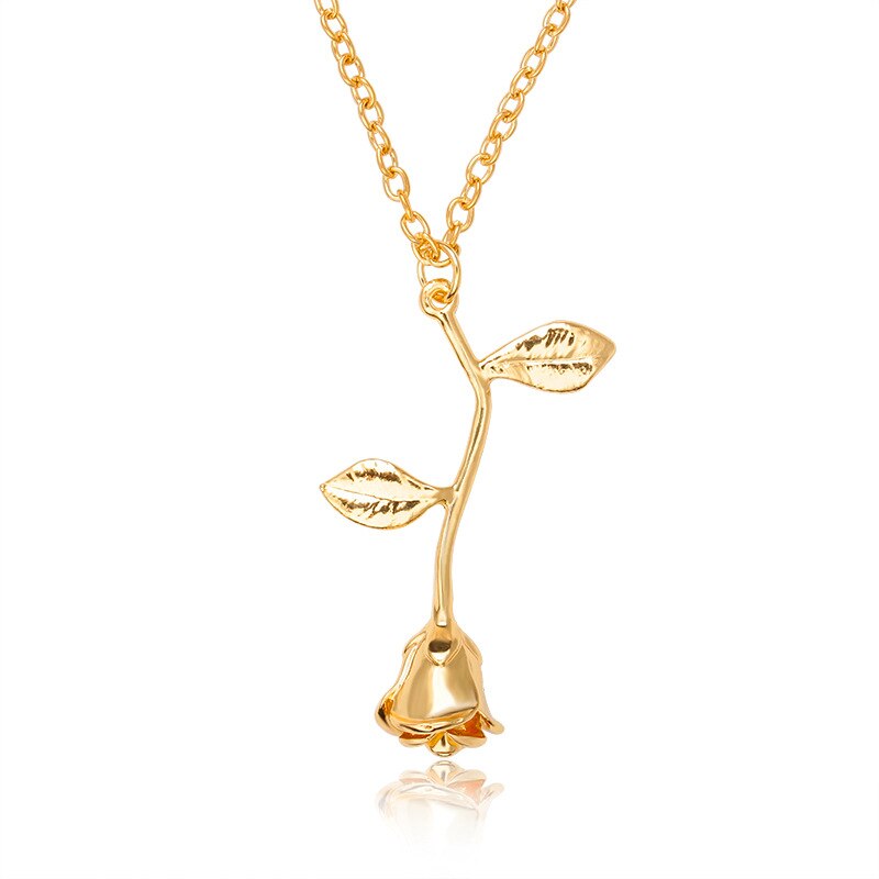 Sumeng zarte rosenblüten-anhänger-halskette, bezaubernder schmuck in gold- und silberfarben, wunderschöne rosen-halskette für damen und mädchen: Gold