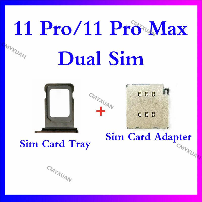 1set for iPhone 11 Pro /11proMax Dual SIM Card Reader +SIM Card tray Holder Slot Adapter Replacement