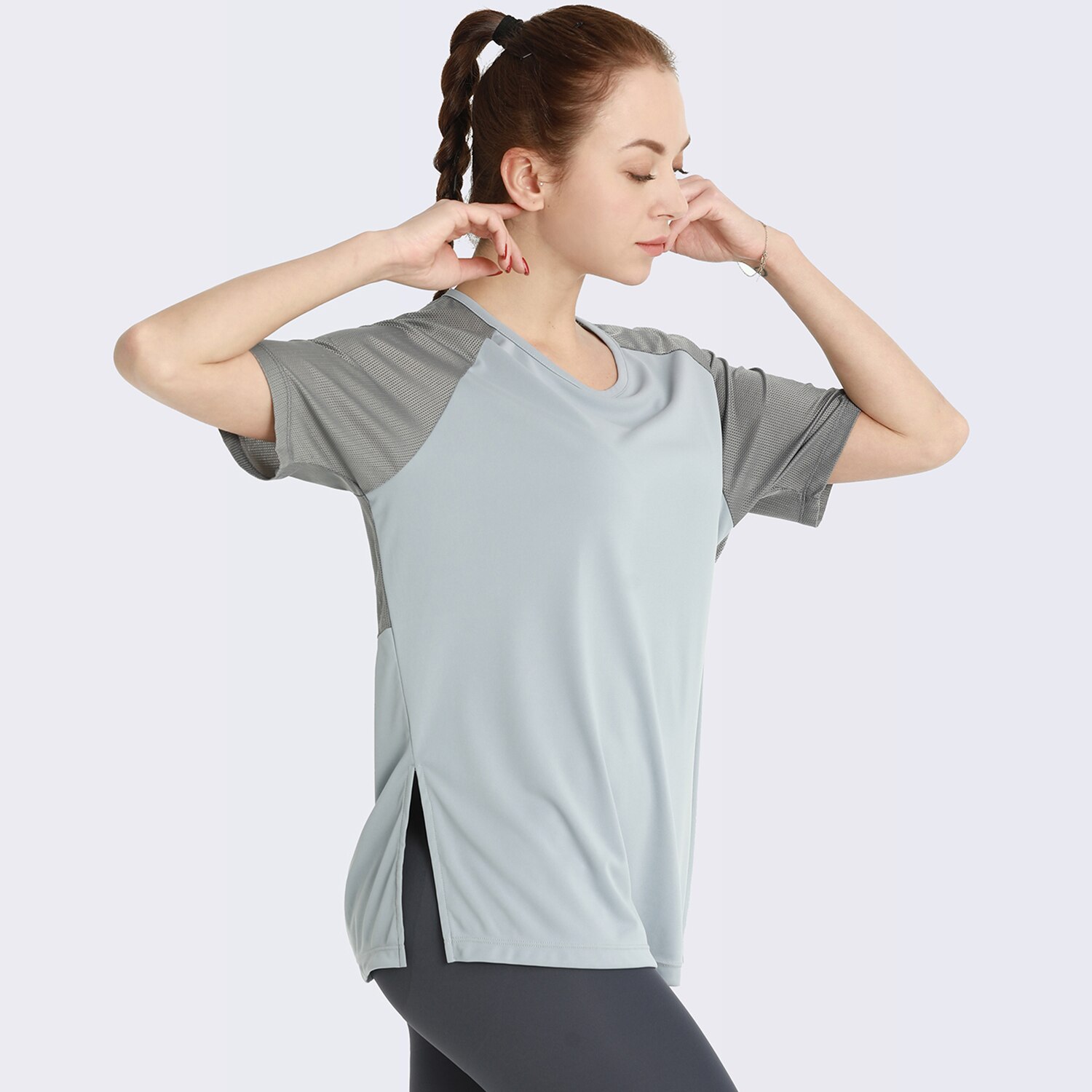 Vrouwen Sexy Losse Yoga Shirts Korte Mouw Mesh Tops Sport T-shirts Snel Droog Ademend Gym Shirts Vrouwelijke Fitness Sportkleding
