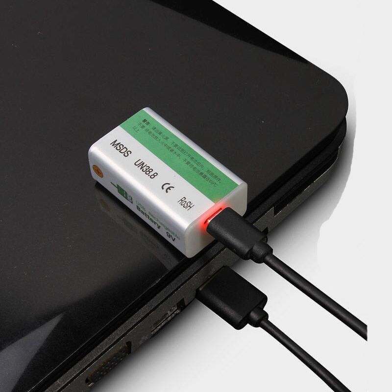 9V Li-ion battery USB cycle charging battery 9V 5500mAH is suitable for camera and other series of electronic products+USB line