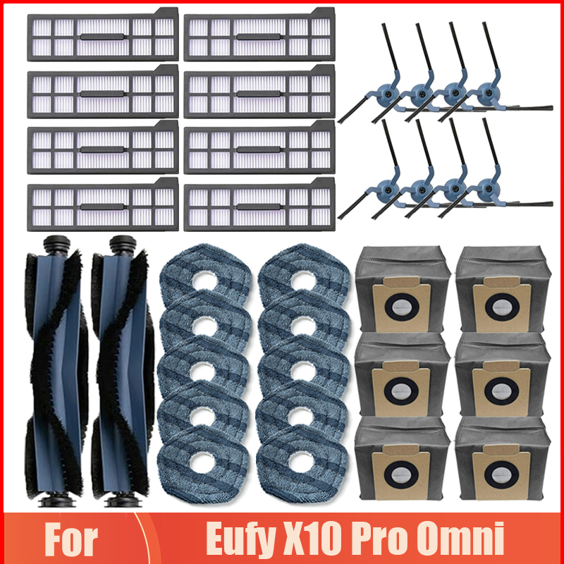 Accessoires Voor Eufy X10 Pro Omni Robot Stofzuiger Roller Zijborstel Hepa Filter Mop Doek Vodden Stofzakken Reserveonderdelen