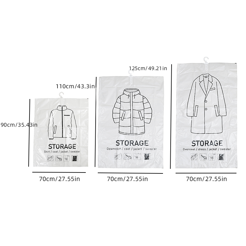 Hanging Vacuum Storage Bags, Hanging Space Saver Bags, Hanging Storage Bags for Clothes, Vacuum Sealed for Suits, Dress, Jacket: Brown