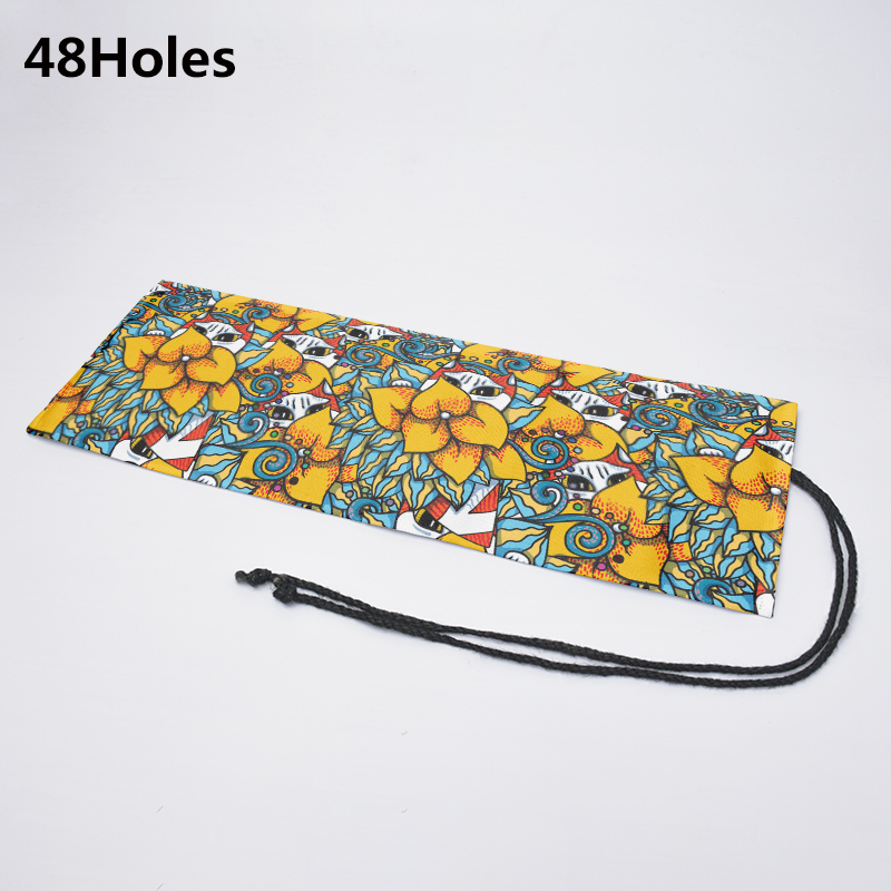 Estuche de lona con 12/24/36/48/72 agujeros, bolsa de almacenamiento de papelería escolar, estampado a la , para lápices, rollo de bolígrafo, cortina Unisex: 48K-3