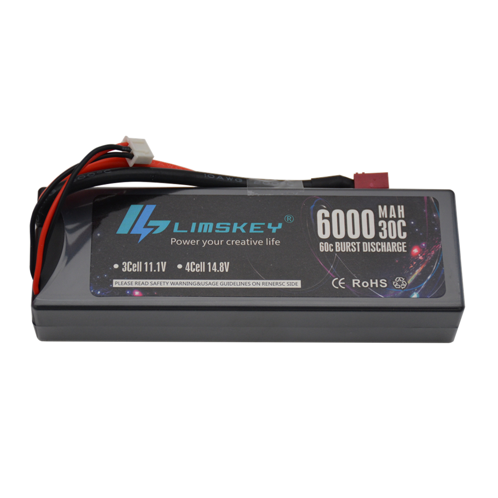 2 enheter limskey 6000 mah lipo batteri 7.4v 30c 2s lipo rc batteri med dekanplugg för rc evader bx bil lastbil truggy buggy helicopt: 1 st