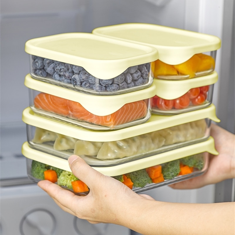 Glas Lebensmittel Behälter mit Silikon Deckel Lager Kasten Mittagessen Bento Oragnizer Küche Zubehör Geschirr Mikrowelle Vorhanden Werkzeuge