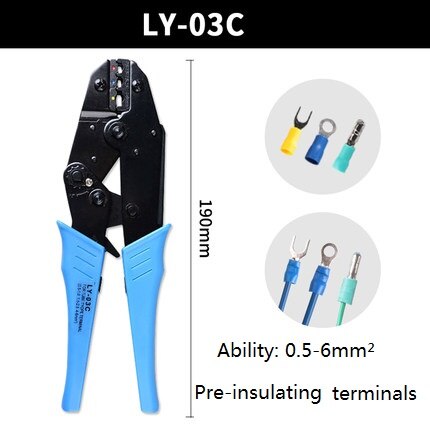 Crimping Tool, Terminal Connector Ratcheting Wire Crimper Dupont Pin Compression Piler 0.4mm 6mm 28-10AWG 0.25-6: LY-03C