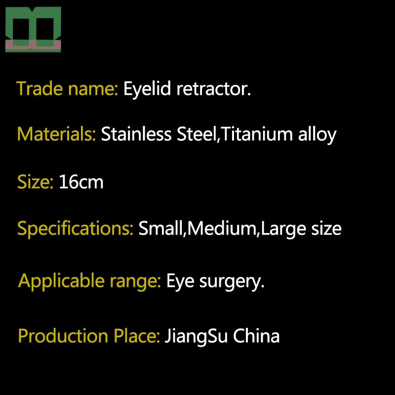 Øjenlågsretraktor titanium legering rustfrit stål instrumenter og værktøjer til øjenkirurgi 16cm dobbelt øjenlågsværktøj