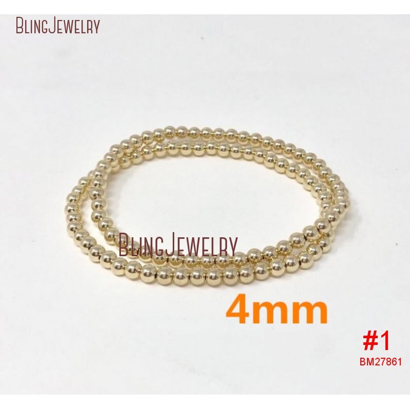 delicato Bracciale in Oro Rosa Riempito in Argento sterlina pila perlina Sfera in Rilievo del Braccialetto di Stirata BM33718: BM27861 (4mm)