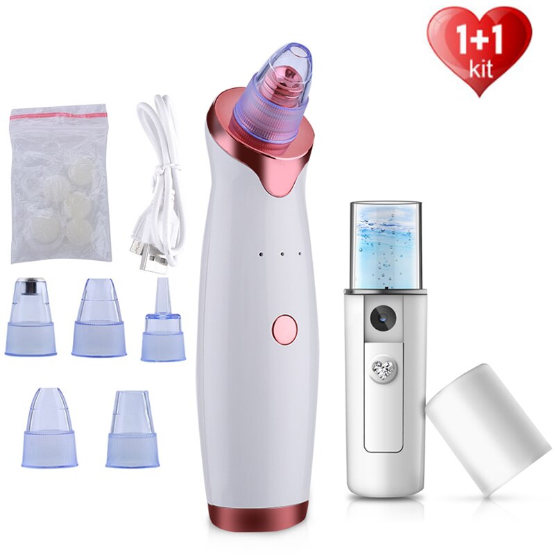 Limpiador de poros Facial eléctrico, exfoliante Facial, eliminador de espinillas, máquina de succión al vacío de acné, Nano pulverizador: Two-piece