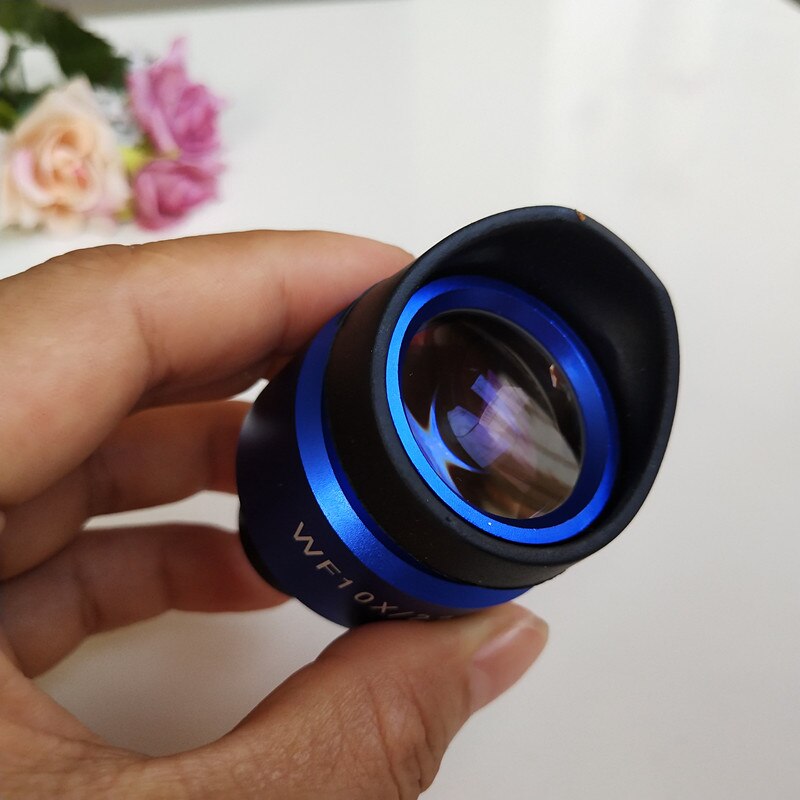 WF10X 22mm Blue Shell Zoom Adjustable High Eyepoint Biological Microscope Eyepiece Lens 23.2mm with Rubber Eye Guards