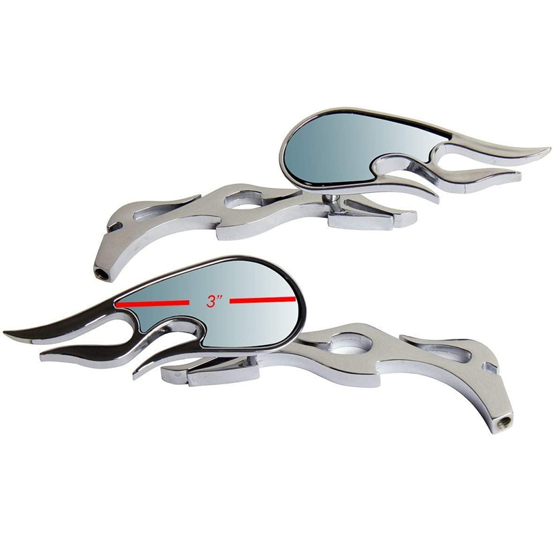 Universele chromen custom achteruitkijkspiegels met vlammenmotief voor kawasaki, honda, suzuki, ducati, bmw vt en vtx street motoren.