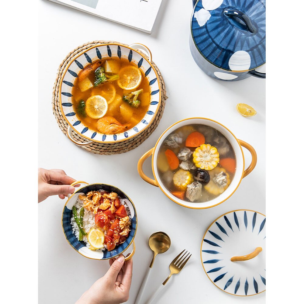Suppe Schalen mit Griffe Keramik Portion einstellen für küche Weiß Französisch Zwiebel Suppe Töpfe Ofen Mikrowelle Spülmaschine Sicher
