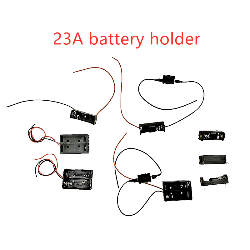 Soporte de batería de 12V 23A, caja de almacenamiento de batería recargable con cable de alambre, soporte de batería de 12V 23A, caja de batería de 12V con interruptor