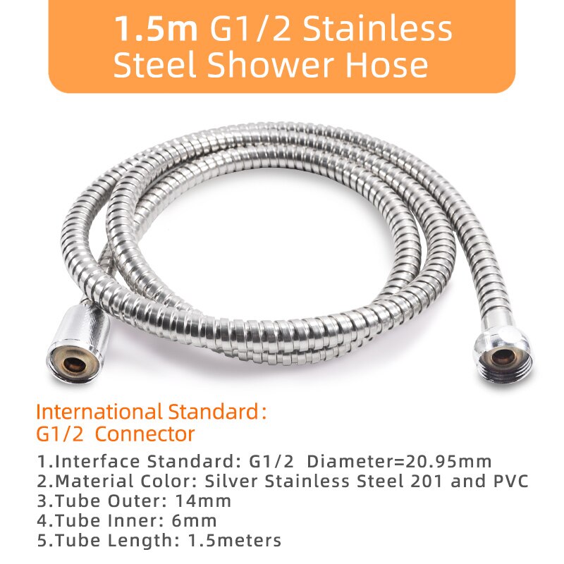 Kaguyahime Licht Kraan Douche Slang Temperatuur Sensor Lichtgevende Led Douche Flow Badkamer Badkamer Douche Waterslang Accessoires: Hose 1.5M