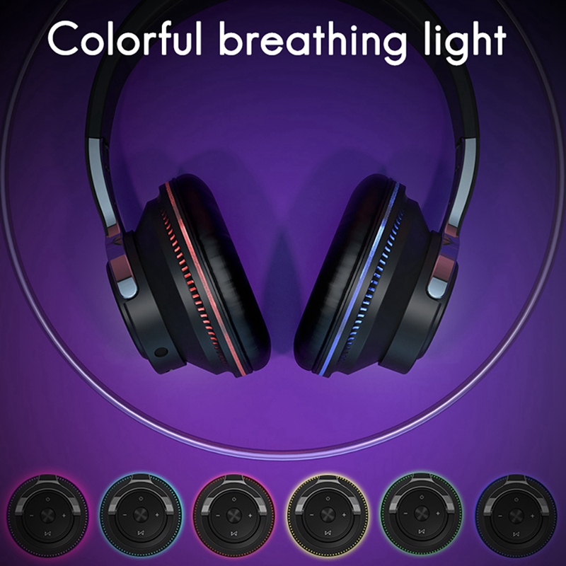 H2 Wireless Bluetooth Headset Colorful Lighting Game Foldable Headset Support Bluetooth/AUX Wired/Card Playback