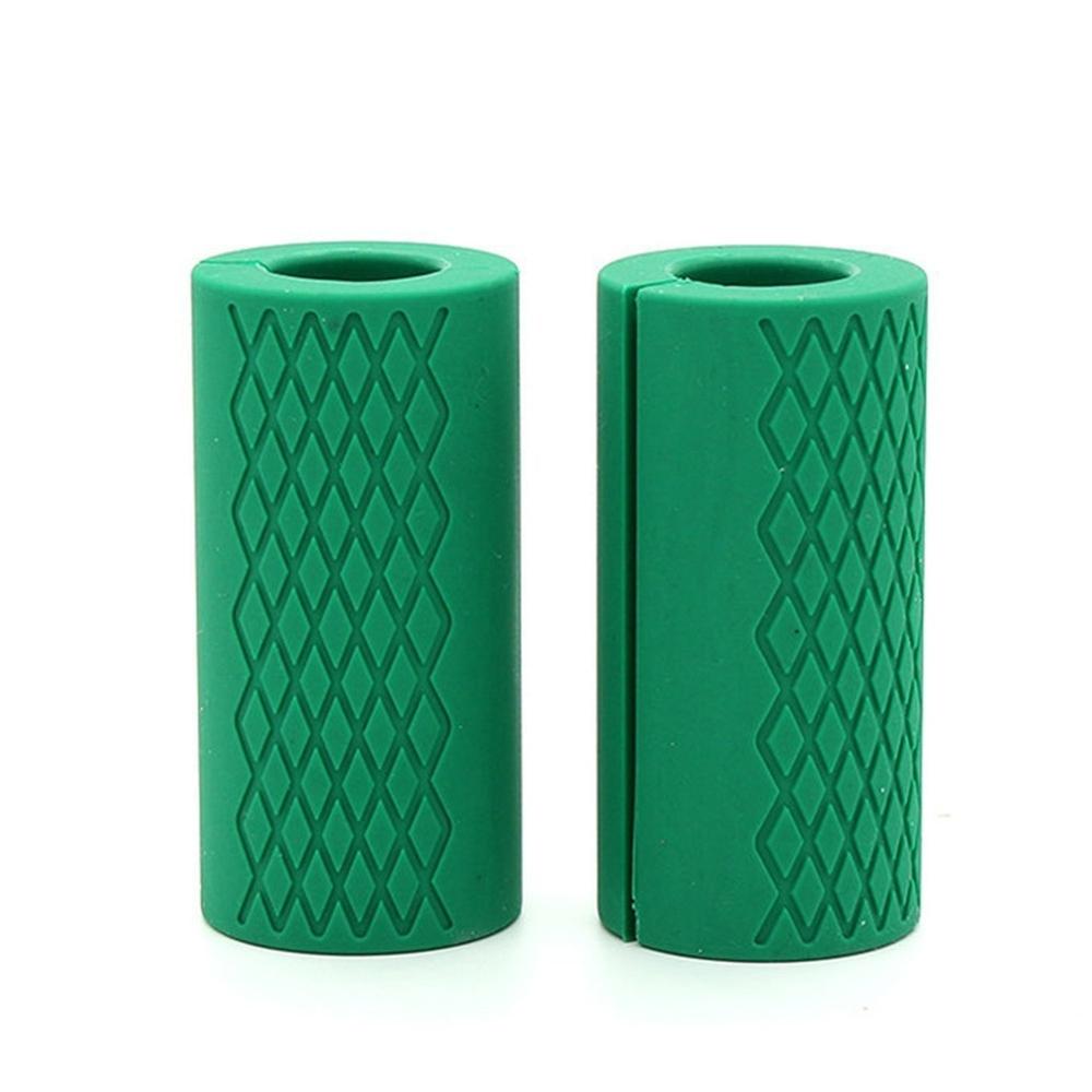 1 par de silicona pesa gruesa de barra de sacar de levantamiento de pesas de apoyo barra puños Anti-slip proteger Pad Fitness gordo agarre: Verde